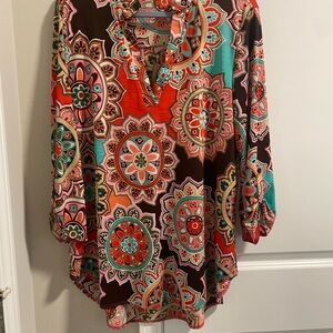 Boutique Women's Multicolor Bohemian Top 1X Stretch